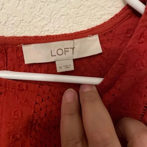 Loft embroidered ballon sleeve Burt orange color size M - Picture 3 of 5